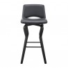 Armen Living Gerty Swivel Grey Faux Leather and Walnut Wood Bar Stool Front