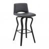 Armen Living Gerty Swivel Grey Faux Leather and Walnut Wood Bar Stool Side