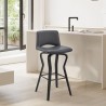 Armen Living Gerty Swivel Grey Faux Leather and Walnut Wood Bar Stool