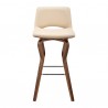 Armen Living Gerty Swivel Cream Faux Leather and Walnut Wood Bar Stool Front