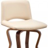 Armen Living Gerty Swivel Cream Faux Leather and Walnut Wood Bar Stool Front Half