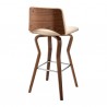 Armen Living Gerty Swivel Cream Faux Leather and Walnut Wood Bar Stool Back Angle