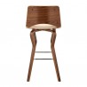 Armen Living Gerty Swivel Cream Faux Leather and Walnut Wood Bar Stool Back