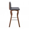 Armen Living Gerty Swivel Grey Faux Leather and Walnut Wood Bar Stool Side