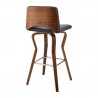 Armen Living Gerty Swivel Grey Faux Leather and Walnut Wood Bar Stool Back