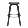 Armen Living Harbor 26" Counter Height Backless Swivel Grey Faux Leather and Black Wood Mid-Century Modern Bar Stool Front