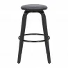 Armen Living Harbor 30" Bar Height Backless Swivel Grey Faux Leather and Black Wood Mid-Century Modern Bar Stool Front - Armen Living Harbor 30" Bar Height Backless Swivel Grey Faux Leather and Black Wood Mid-Century Modern Bar Stool Front