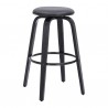 Armen Living Harbor 30" Bar Height Backless Swivel Grey Faux Leather and Black Wood Mid-Century Modern Bar Stool