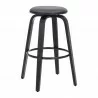 Armen Living Harbor 30" Bar Height Backless Swivel Grey Faux Leather and Black Wood Mid-Century Modern Bar Stool - Armen Living Harbor 30" Bar Height Backless Swivel Grey Faux Leather and Black Wood Mid-Century Modern Bar Stool