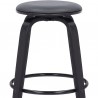 Armen Living Harbor 30" Bar Height Backless Swivel Grey Faux Leather and Black Wood Mid-Century Modern Bar Stool