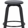 Armen Living Harbor 30" Bar Height Backless Swivel Grey Faux Leather and Black Wood Mid-Century Modern Bar Stool - Armen Living Harbor 30" Bar Height Backless Swivel Grey Faux Leather and Black Wood Mid-Century Modern Bar Stool