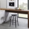 Armen Living Harbor 30" Bar Height Backless Swivel Grey Faux Leather and Black Wood Mid-Century Modern Bar Stool