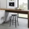 Armen Living Harbor 30" Bar Height Backless Swivel Grey Faux Leather and Black Wood Mid-Century Modern Bar Stool - Armen Living Harbor 30" Bar Height Backless Swivel Grey Faux Leather and Black Wood Mid-Century Modern Bar Stool