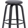 Armen Living Harbor 30" Bar Height Backless Swivel Grey Faux Leather and Black Wood Mid-Century Modern Bar Stool