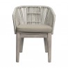 Armen Living Haiti Patio Outdoor Dining Chairs With Arms In Grey Acacia Wood and Rope In Taupe- Set of 2 3