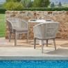 Armen Living Haiti Patio Outdoor Dining Chairs With Arms In Grey Acacia Wood and Rope In Taupe- Set of 2 4