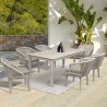 Armen Living Haiti Patio Outdoor Dining Chairs In Grey Acacia Wood And Rope In Taupe- Set of 2