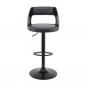 Armen Living Itzan Adjustable Swivel Grey Faux Leather and Black Wood Bar Stool with Black Base Front