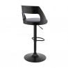 Armen Living Itzan Adjustable Swivel Grey Faux Leather and Black Wood Bar Stool with Black Base Side