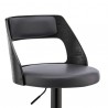 Armen Living Itzan Adjustable Swivel Grey Faux Leather and Black Wood Bar Stool with Black Base Front