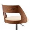 Armen Living Itzan Adjustable Swivel Cream Faux Leather and Walnut Wood Bar Stool with Chrome Base Half