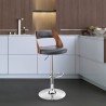 Armen Living Itzan Adjustable Swivel Gray Faux Leather and Walnut Wood Bar Stool with Chrome Base