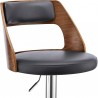 Armen Living Itzan Adjustable Swivel Gray Faux Leather and Walnut Wood Bar Stool with Chrome Base