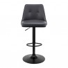 Armen Living Jacob Adjustable Swivel Grey Faux Leather and Black Wood Bar Stool with Black Base Front