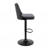 Armen Living Jacob Adjustable Swivel Grey Faux Leather and Black Wood Bar Stool with Black Base Side