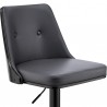 Armen Living Jacob Adjustable Swivel Grey Faux Leather and Black Wood Bar Stool with Black Base Half Front