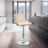 Armen Living Jacob Adjustable Swivel Cream Faux Leather and Walnut Wood Bar Stool with Chrome Base