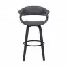 Armen Living Julyssa Swivel Grey Faux Leather and Black Wood Bar Stool Front - Armen Living Julyssa Swivel Grey Faux Leather and Black Wood Bar Stool Front