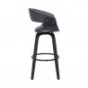 Armen Living Julyssa Swivel Grey Faux Leather and Black Wood Bar Stool Side