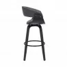 Armen Living Julyssa Swivel Grey Faux Leather and Black Wood Bar Stool Side - Armen Living Julyssa Swivel Grey Faux Leather and Black Wood Bar Stool Side