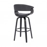 Armen Living Julyssa Swivel Grey Faux Leather and Black Wood Bar Stool Back