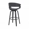 Armen Living Julyssa Swivel Grey Faux Leather and Black Wood Bar Stool Back - Armen Living Julyssa Swivel Grey Faux Leather and Black Wood Bar Stool Back