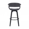 Armen Living Julyssa Swivel Grey Faux Leather and Black Wood Bar Stool Back