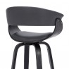 Armen Living Julyssa Swivel Grey Faux Leather and Black Wood Bar Stool Half Back