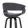 Armen Living Julyssa Swivel Grey Faux Leather and Black Wood Bar Stool Half Back - Armen Living Julyssa Swivel Grey Faux Leather and Black Wood Bar Stool Half Back