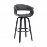 Armen Living Julyssa Swivel Grey Faux Leather and Black Wood Bar Stool Side - Armen Living Julyssa Swivel Grey Faux Leather and Black Wood Bar Stool Side