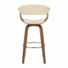 Armen Living Julyssa Swivel Cream Faux Leather and Walnut Wood Bar Stool Front - Armen Living Julyssa Swivel Cream Faux Leather and Walnut Wood Bar Stool Front