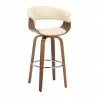 Armen Living Julyssa Swivel Cream Faux Leather and Walnut Wood Bar Stool Side - Armen Living Julyssa Swivel Cream Faux Leather and Walnut Wood Bar Stool Side