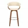 Armen Living Julyssa Swivel Cream Faux Leather and Walnut Wood Bar Stool - Armen Living Julyssa Swivel Cream Faux Leather and Walnut Wood Bar Stool
