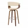 Armen Living Julyssa Swivel Cream Faux Leather and Walnut Wood Bar Stool Back - Armen Living Julyssa Swivel Cream Faux Leather and Walnut Wood Bar Stool Back