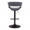 Armen Living Karine Adjustable Swivel Grey Faux Leather and Black Wood Bar Stool with Black Base Back