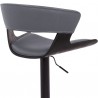 Armen Living Karine Adjustable Swivel Grey Faux Leather and Black Wood Bar Stool with Black Base Back Half
