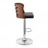 Armen Living Khalia Adjustable Swivel Black Faux Leather and Walnut Wood Bar Stool with Chrome Base Side