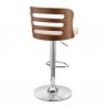 Armen Living Khalia Adjustable Swivel CreamFaux Leather and Walnut Wood Bar Stool with Chrome Base Back Angle