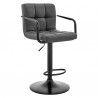 Armen Living Laurant Adjustable Height Gray Faux Leather Swivel Bar Stool 005