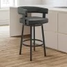 Armen Living Lorin Counter Height Swivel Bar Stool In Black Finish And Faux Leather - Armen Living Lorin Counter Height Swivel Bar Stool In Black Finish And Faux Leather